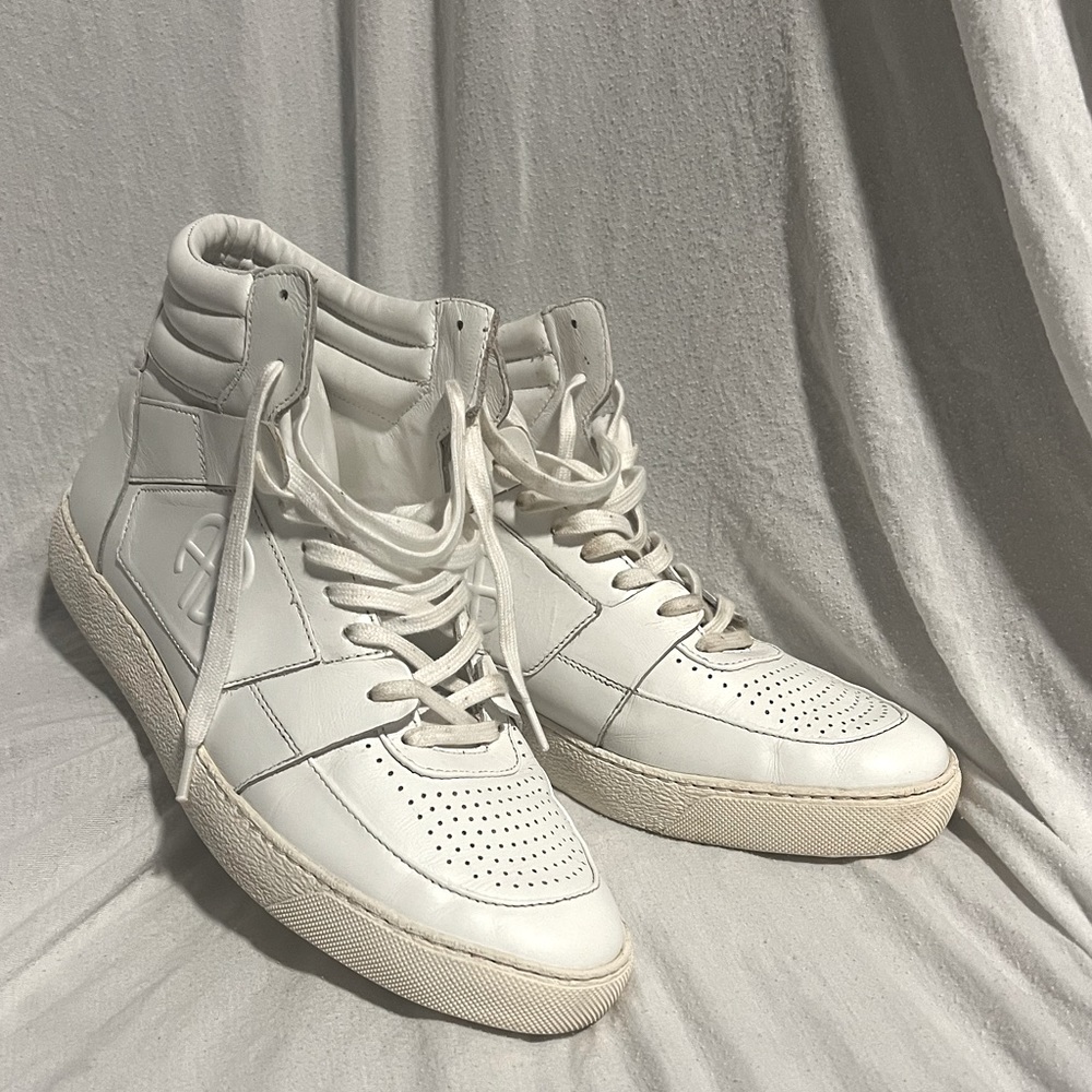 Anine Bing HAYDEN Women's White High-Top Leather Sneakers Sz 9 - Picture 3 of 9